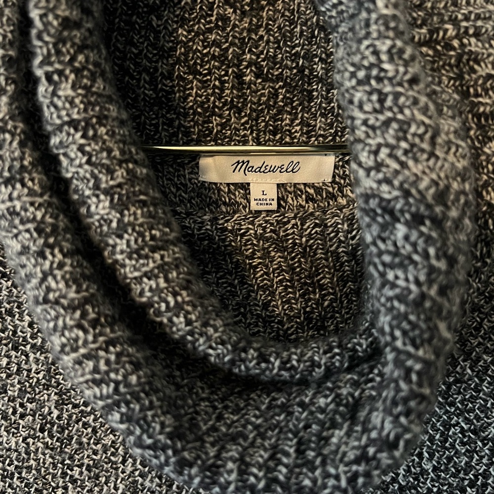 Madewell Charcoal Gray Marled Cowl Neck Sweater